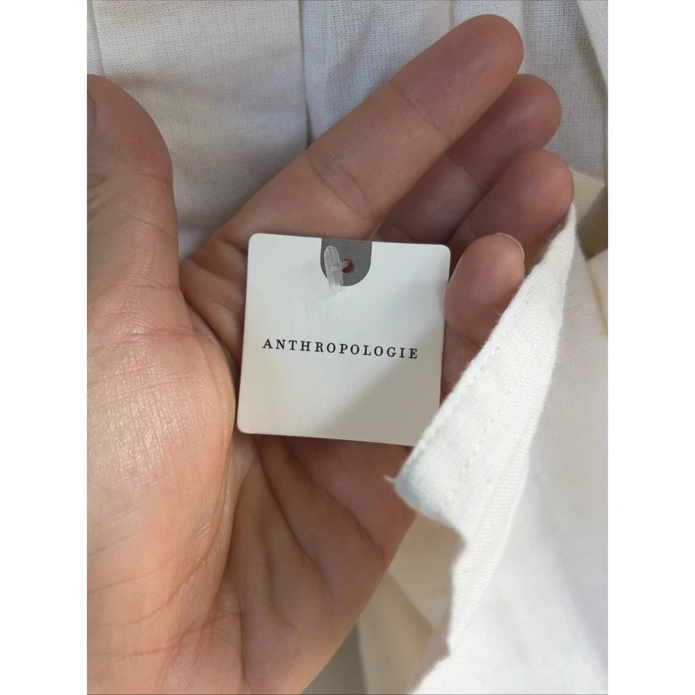 Anthropologie Home Off White Clemence Collared Metallic Sparkle Apron NEW NWT
